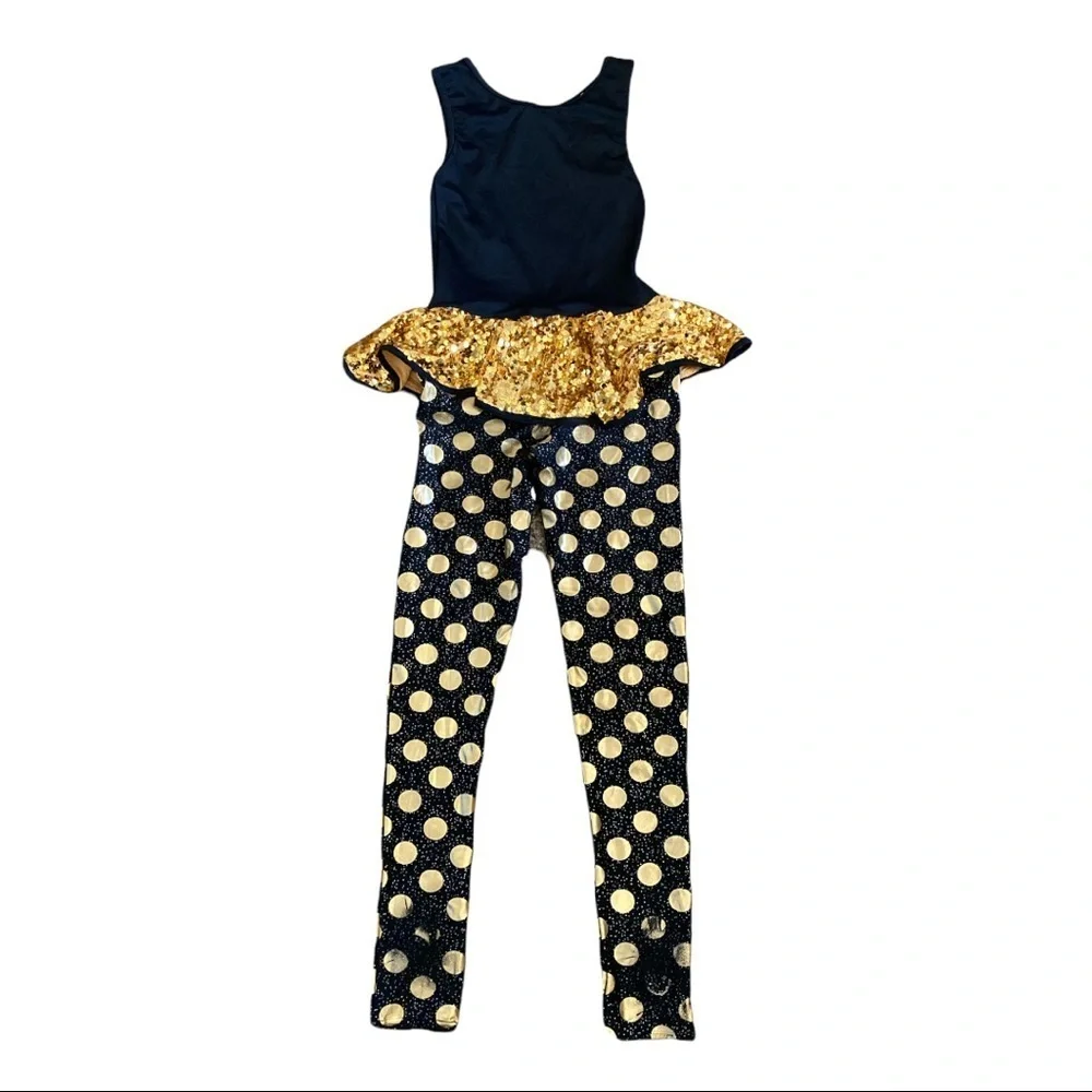 WEISSMAN Gold digger hip hop jazz dance performance leotard costume‎ size 10/12